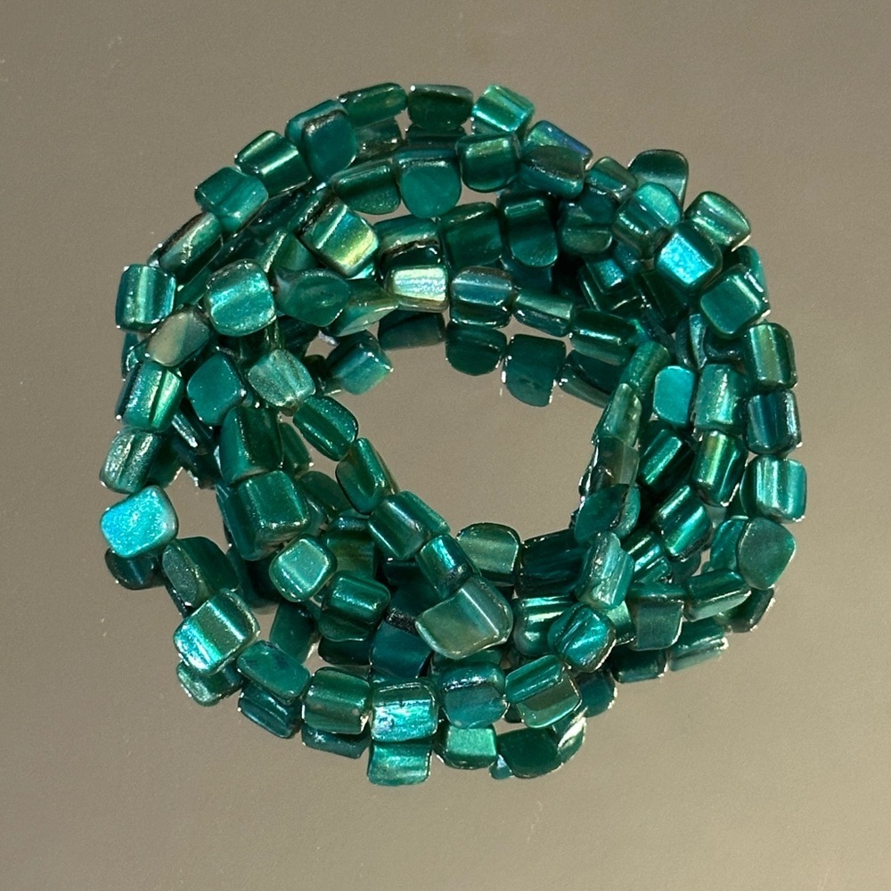 Teal Beaded bracelets (4)